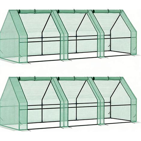 2er-Set gewächshaus Treibhaus Tomatenhaus Frühbeet 270x90x90cm grün für Garten Balkon & Pflanzen