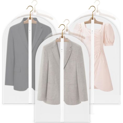 6 Pièces Housses de Vêtements à Suspendre, Housse Costume Transparent avec Zip 60x100cm, Plastique Vetement Anti Poussière Mite, pour Costume, Chemise, Veste, Robe (1/5)