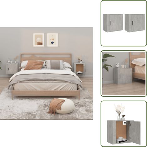 Mesita de noche flotante - vidaXL Mesitas de noche de pared 2 uds gris hormigón 50x30x47 cm - Mesita de noche gris hormigón