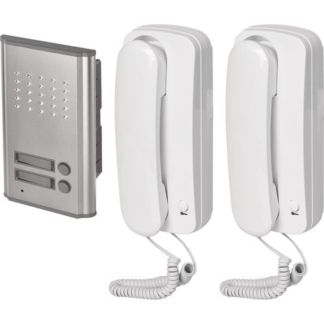 EMOS Set di citofono Audio per Due partecipanti, Montaggio a Parete, Design Elegante, citofono/Kit Audio con possibilità di apriporta, Facile da Usare (1/5)