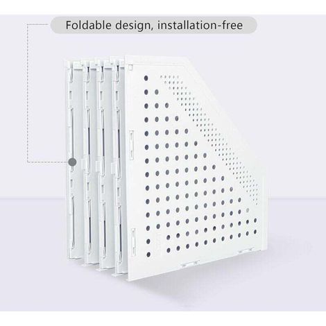 Porte-revues pliable à 4 compartiments, boîte de rangement ajustable, organiseur de bureau, serre-livres, porte-documents, support, classeur, magazines, module de rangement pour livres, classeur (blan