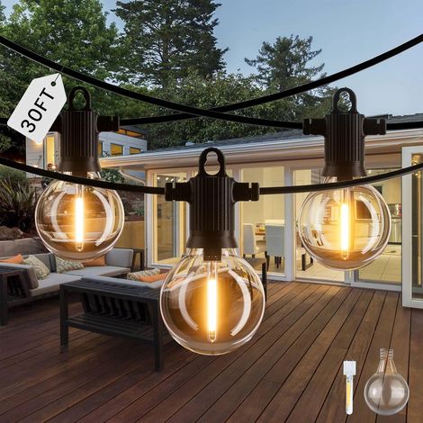 Guirlande Lumineuse Guinguette 30FT - Guirlande Guinguette Exterieur IP65 Imperméable avec 10+1 G40 LED Ampoules Blanc Chaud Chaîne Lumiere Exterieur pour Intérieur Jardin Balcon Maison Mariage (1/5)