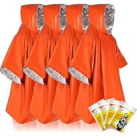 Poncho De Secours - Imperméable Et Anti-Vent - Pour Activités En Plein Air Et Préparation Aux Urgences - 4 Pièces (1/3)