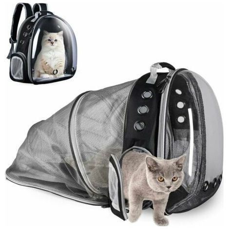Sac à Dos Chat Chien - Sac Transport Transparent pour Chat et Chien, Extensible, Portable pour Voiture, Shopping, etc. (1/4)