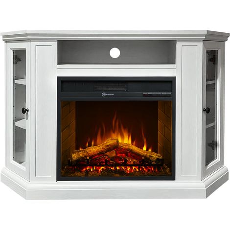 Divina Fire – Cheminée bioéthanol électrique au sol – Structure en bois MDF – Puissance 900/1800W – Volume chauffable 30 m² – Télécommande incluse