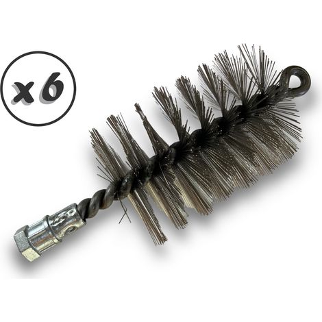 Lot de 6 Brosses à tube PRO INOX Ø 65 mm Raccord M12175 femelle Ame en acier torsadé Nettoyage brossage tube et canalisation Kibros 41SCI65x6