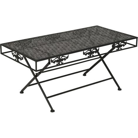 Tavolino pieghevole stile vintage 100 x 50 x 45 cm in metallo nero DEC031283