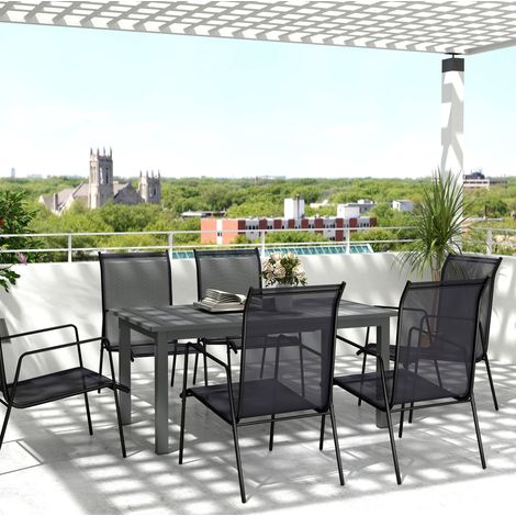 Mesa comedor extensible aluminio gris para terraza OKMYHOME (1/4)