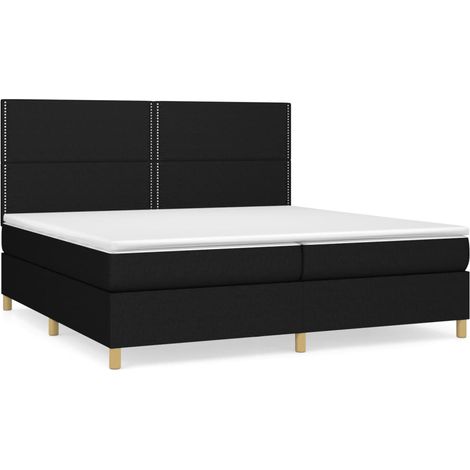 Lit à sommier tapissier avec matelas, Lit adulte pour 2 personnes Assemblage Facile, Noir 200x200 cm Tissu OIB3180E (1/5)