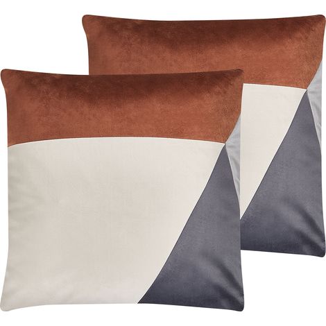 Conjunto de 2 cojines decorativos multicolor poliéster 45 x 45 cm fundas extraíbles cremallera sala de estar dormitorio moderno Campsis