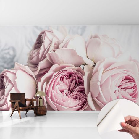 Carta da parati autoadesiva - fotomurale - decorazione parete - murale - adesivo da muro - Rose rosa 416x254 cm (1/5)