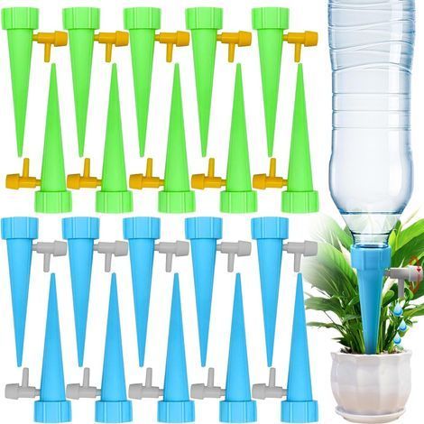 Lot de 20 Goutte à goutte, Vanne réglable, Plastique, Pour bouteille 2,8cm, Jardin intérieur (1/5)