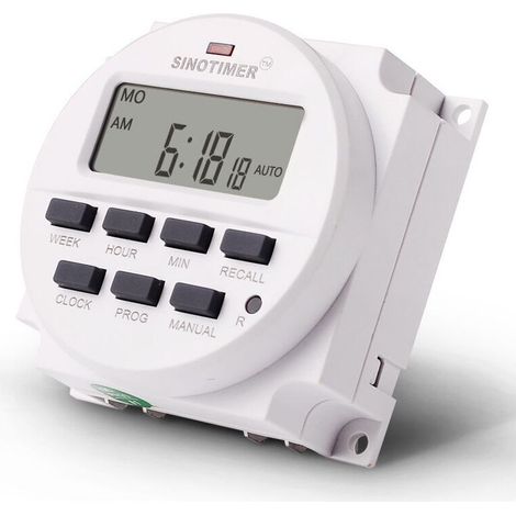Minuterie 220V DC, relais de temps Programmable sur 7 jours, avec affichage d'horloge au Format 12/24 heures, grand écran LCD (1/4)