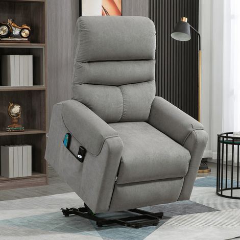 Poltrona alzapersona elettrica massaggiante riscaldante reclinabile 150°, grigio scuro DESVIAE (1/5)
