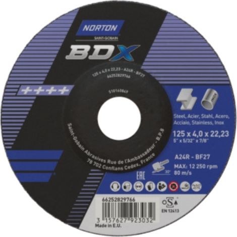 Meule à ébarber BDX - Ø 125 mm - Épaisseur 6.5 mm - NORTON