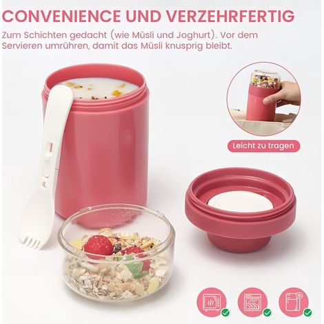Bol à Yaourt 770 ml avec Cuillère Intégrée hermétique (1/4)