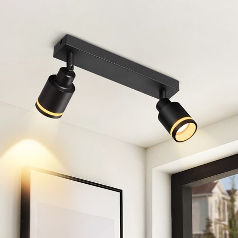 GBLY Deckenstrahler Modern Schwarz Deckenleuchte: 2 Flammig Schwenkbar Deckenspot Flurlampe GU10 Deckenlampe Metall Innen Wandstrahler für Küche Büro Wohnzimmer Schlafzimmer, Ohne Leuchtmittel