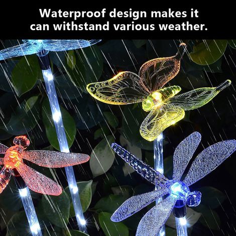 Lot de 3 lampes solaires LED colorées étanches à piquer pour pelouse, jardin et cour (1/5)
