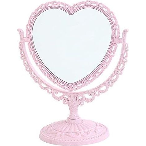 Miroir De Maquillage - Double Face Pivotant 360° - Grossissement X2 - Pour Coiffeuse Salle De Bain Chambre - Rose - 1 Pièce (1/5)