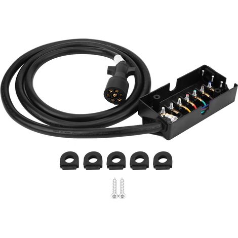 Cordon de remorque 7 voies robuste avec boîte de jonction 7 broches, câble de 2,4 m pour camping-car (1/5)