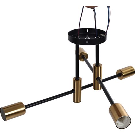Plafonnier à 4 lumières, rotation à 360°, orientable, en fer forgé, pour salle à manger, cuisine ou bureau, 110-220 V. (1/5)