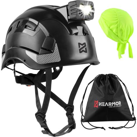 Casque de protection à LED en ABS - Casque forestier pour adulte - Absorption des chocs et résistance à la pénétration (1/5)