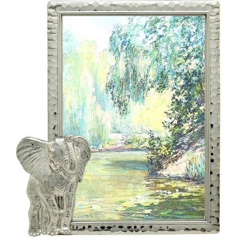 Cadre photo moderne argenté fin éléphant 10,2 x 15,2 cm Pour affichage vertical sur les tables Parfait pour la décoration de la maison, mariage, vacances, remise de diplôme (1/5)