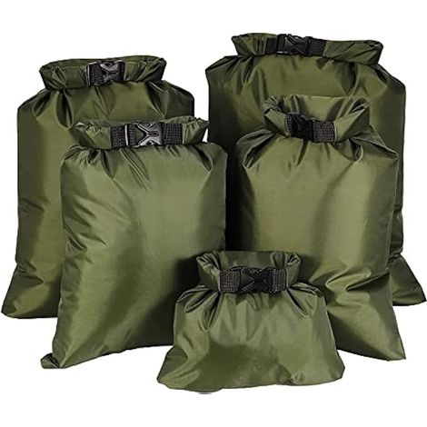 5 sacs étanches légers 1,5L/2,5L/3,5L/4,5L/6L, sacs secs portables pour randonnée pêche camping (Vert)