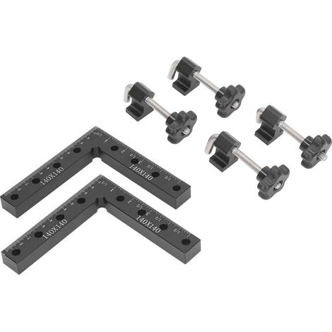 règlesÉquerre de positionnement 90° en aluminium pour assemblage – Lot de 2 équerres + 4 serre-joints ajustables – Atelier & DIY (bois, meubles, coffres, cadres) (1/5)