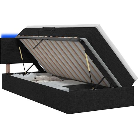 Maison Exclusive - LED-Speicherbett mit Matratze Schwarz 90 x 200 (1/5)