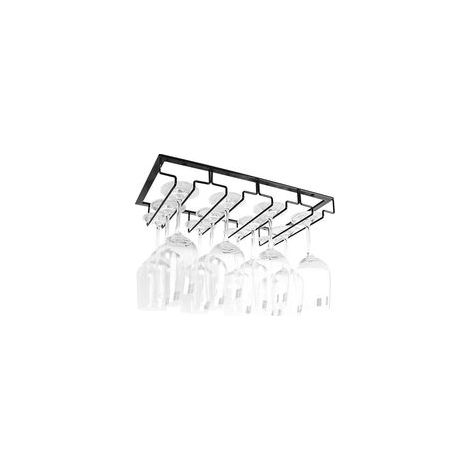 1 Pièces 4 Rangs Porte-Verres à Pied Suspendu Support de Verre à Vin en Métal Installation sous Meuble, Noir4022,5cm