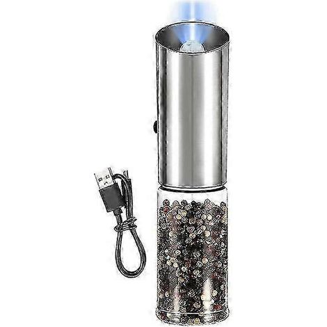 Moulin à poivre électrique 25-26, moulin à sel rechargeable USB, utilisation à une main, sel et poivre réglables. (1/4)