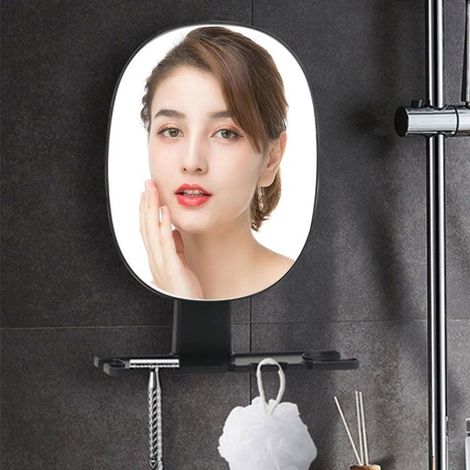 AUCUNE miroir de douche sans buée 1 Miroir De Douche Froid - Buée - Wall Mounted - 29x22cm parfum brosse Noire (1/5)