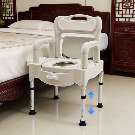 YISSALE-Chaise de nuit réglable en hauteur, portative, avec tiroir, chaise de toilette, chaise de toilette antidérapante, 250 kg/551,16 lb (1/5)