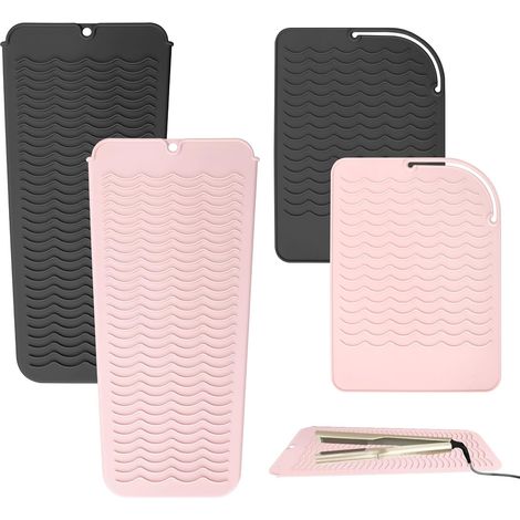 2Pcs Pochette en Silicone Résistant à la Chaleur 2pcs Tapis Resistant a la Chaleur pour Fer a Lisser Boucleur a Cheveux Hair Iron Mat Pouch Tapis Anti-Brûlure Voyage pour Outils (1/5)