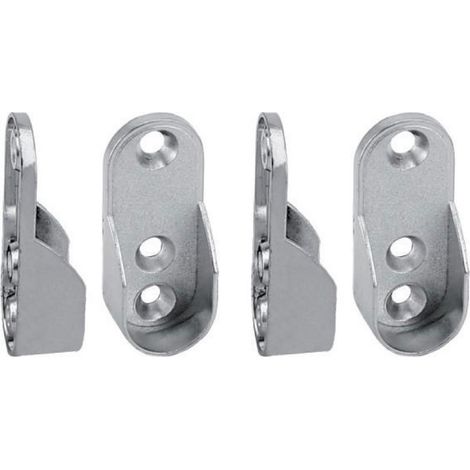 Support Tringle Penderie - Alliage De Zinc Nickelé - Design Ovale - Pour Tringle Rond Diamètre Standard - 4 Pièces (1/5)