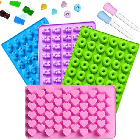 4 Stück Gummibärchen Selber Machen mit 2 Pipetten, Gummibärchen Form, Bonbon Formen Silikon,Silikonform Gummibärchen,Bonbonform Silikon für Süßigkeiten,Gelee,Schokolade (1/5)