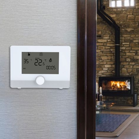 Programmierbarer Thermostat-Temperaturregler für wandhängende Heizkessel, schwarz (1/5)