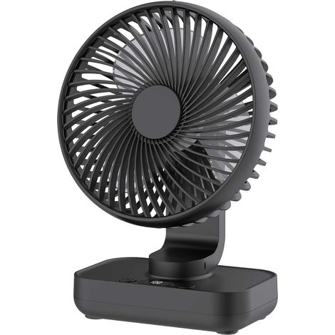 Ventilatore da scrivania ricaricabile con oscillazione automatica, batteria da 4000 mAh, mini ventilatore USB portatile, piccolo ma potente con display digitale a LED, per la circolazione dell'aria. (1/5)
