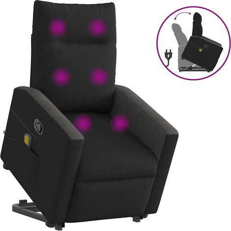 Massagesessel mit Aufstehhilfe Schwarz Stoff