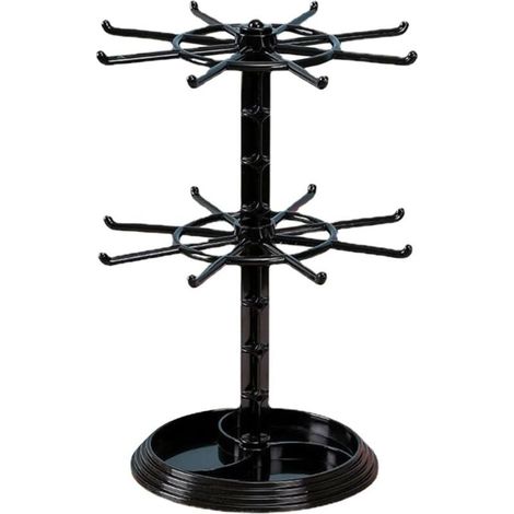 Schlüsselanhänger-Präsentationsständer, 2-stöckiger, drehbarer Halskettenhalter für die persönliche Sammlung, Organizer-Ständer für Armbänder und Schmuck (1/4)
