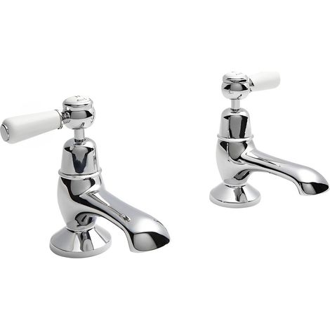 Old London Topaz White Lever Chrome Bath Taps with Dome Collar - BC302DL (1/2)