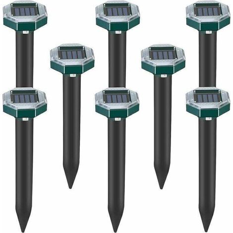8-teiliges ultraschallbasiertes Solar-Abwehrgerät gegen Nagetiere, Schlangen und Maulwürfe für Rasen, Garten und Außenbereich