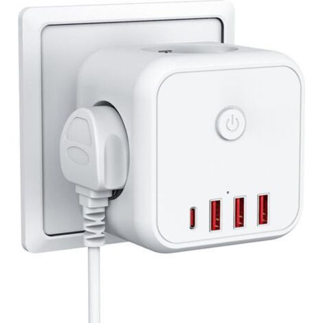 Cube wall socket: expandable sockets, USB ports and wired charging for home and office (1/4)