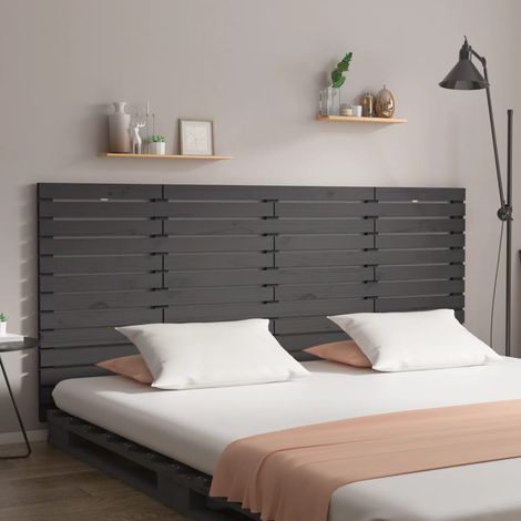 Wand-Kopfteil Grau 166x3x91,5 cm Massivholz Kiefer (1/5)