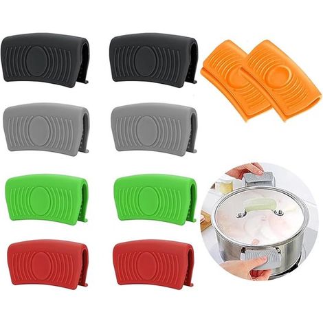 Mangos de silicona aislantes (5 pares) - Alfombrilla resistente al calor para cocina - Mangos de silicona aislantes y antideslizantes para hornear y utensilios de cocina de hierro fundido (1/5)