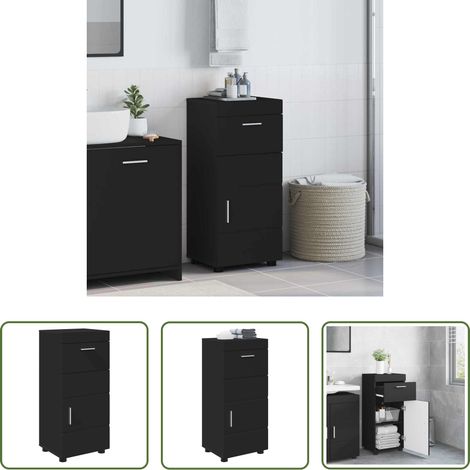 Holzschrank - Badezimmerschrank-Set TULUM Schwarz 37 x 31,5 x 82 cm (1/5)
