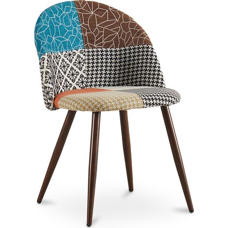 Gepolsterter Esszimmerstuhl mit Patchwork - Skandinavischer Stil - Patty Multicolor