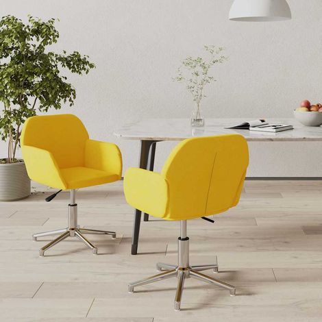 vidaXL Chaises pivotantes à manger lot de 2 jaune moutarde tissu (1/5)