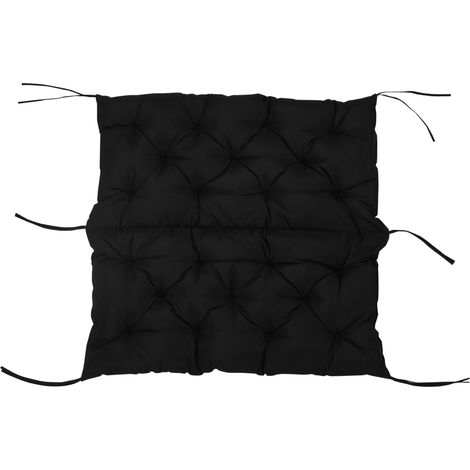 Coussin banc 3 places 100x98x8 cm noir sangles intérieur extérieur balancelle Hollywood jardin (1/5)